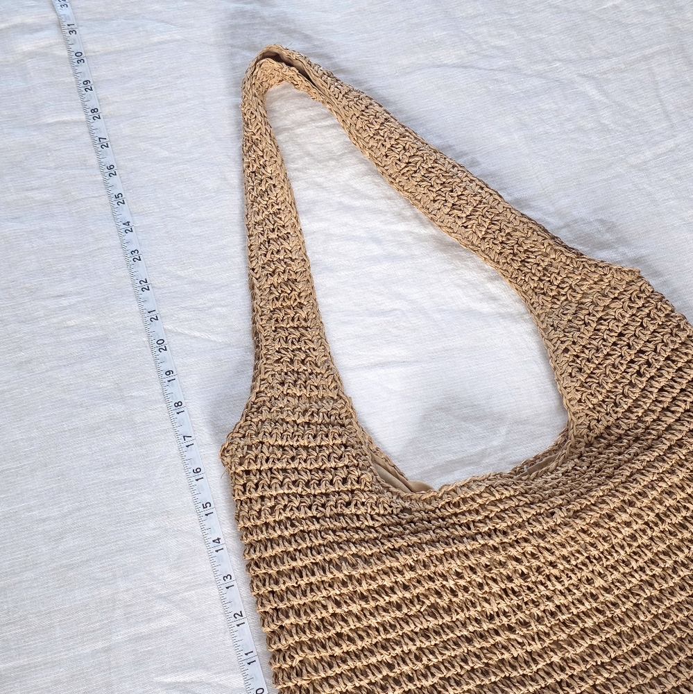 Woven Straw Tote Bag in Natural Beige - Casual Shoulder Tote - Picture 5 of 13